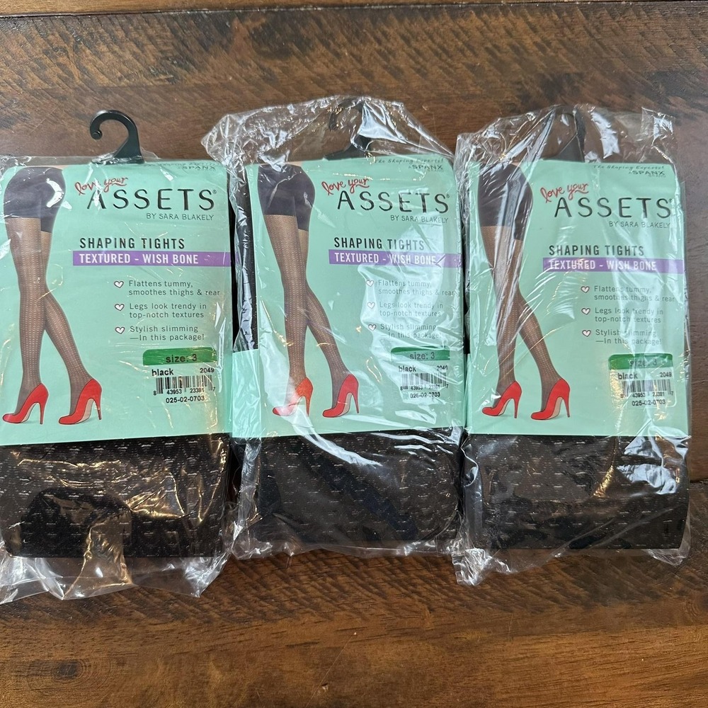 Assets By Sara Blakely Shaping Leggings Womens 3 Pack Size 3 Black Wish Bone‎